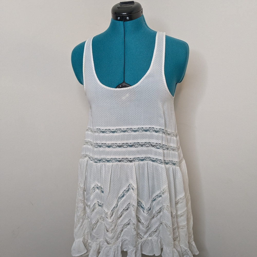 Free People Sheer White Dot Tunic Top Dress